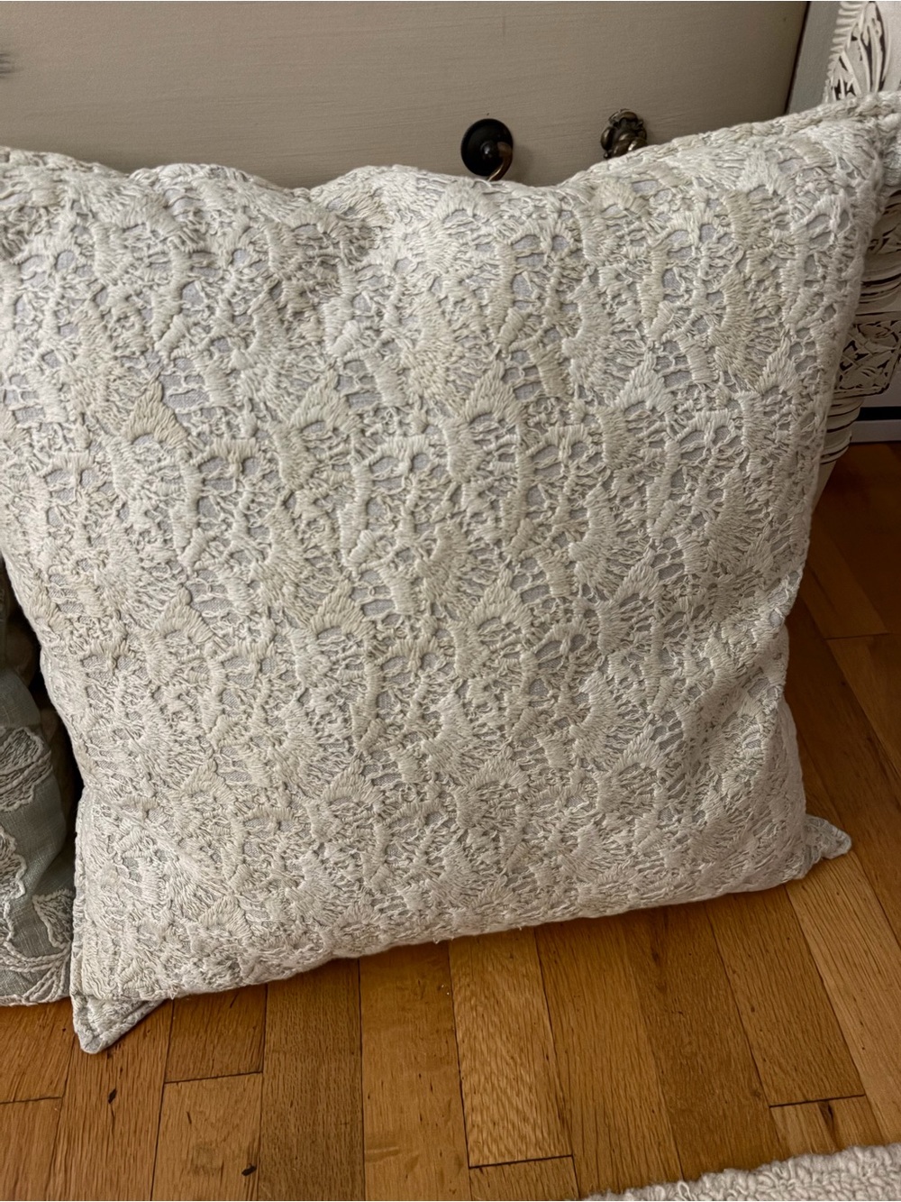 Pottery barn Neutral Lace-Texture Throw Pillow - Brand